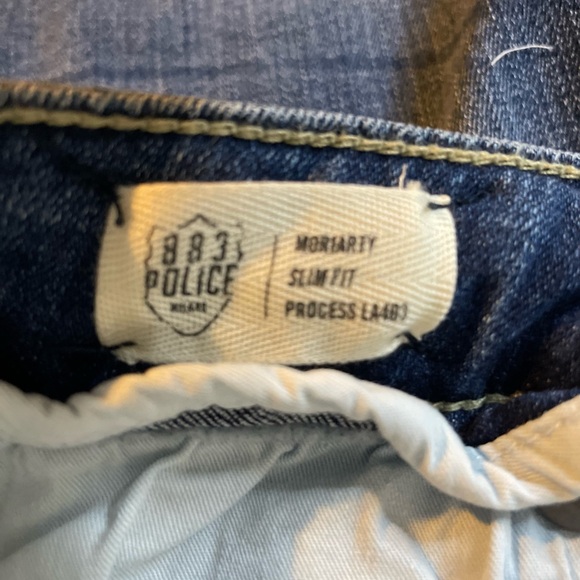 883 Police Jeans Mens W34 L30 Blue Moriarty Biker Distressed Denim Slim Stretch - Picture 11 of 15